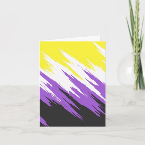 Grungy Funky ZigZag Abstract Nonbinary Pride Flag Card