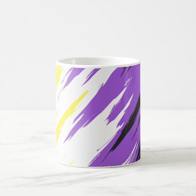 Grungy Funky ZigZag Abstract Nonbinary Pride Flag Coffee Mug (Center)