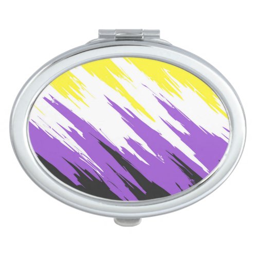 Grungy Funky ZigZag Abstract Nonbinary Pride Flag Compact Mirror