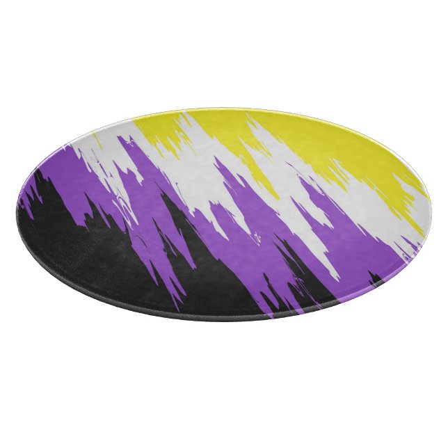 Grungy Funky ZigZag Abstract Nonbinary Pride Flag Cutting Board (Corner)