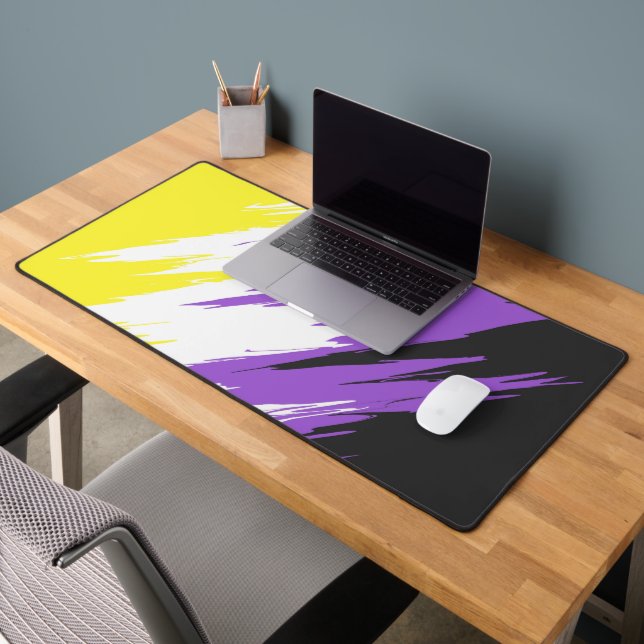 Grungy Funky ZigZag Abstract Nonbinary Pride Flag Desk Mat (Office 2)