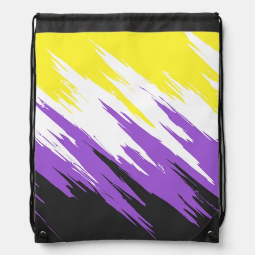 Grungy Funky ZigZag Abstract Nonbinary Pride Flag Drawstring Bag