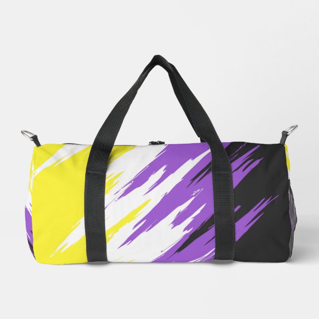 Grungy Funky ZigZag Abstract Nonbinary Pride Flag Duffle Bag (Front)