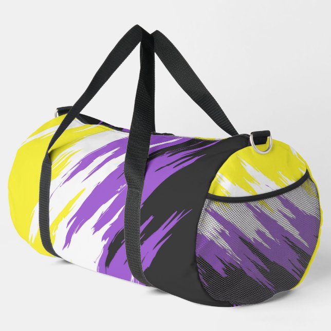 Grungy Funky ZigZag Abstract Nonbinary Pride Flag Duffle Bag (Right Corner)