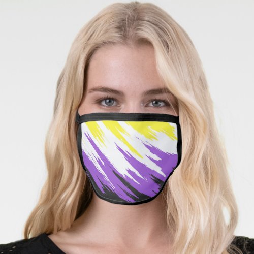 Grungy Funky ZigZag Abstract Nonbinary Pride Flag Face Mask