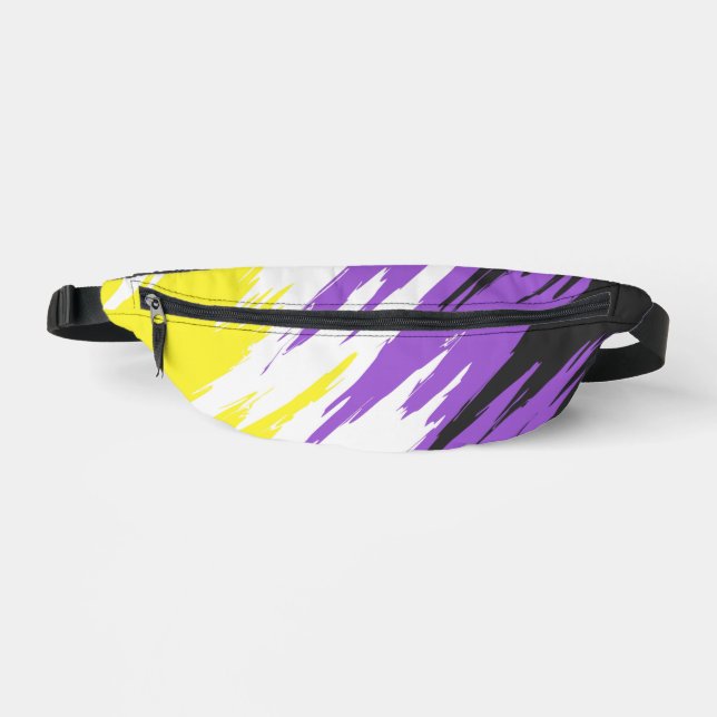 Grungy Funky ZigZag Abstract Nonbinary Pride Flag Fanny Pack (Front)