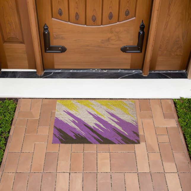 Grungy Funky ZigZag Abstract Nonbinary Pride Flag Fiber Doormat (Insitu (Outdoor))