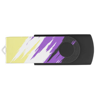 Grungy Funky ZigZag Abstract Nonbinary Pride Flag Flash Drive