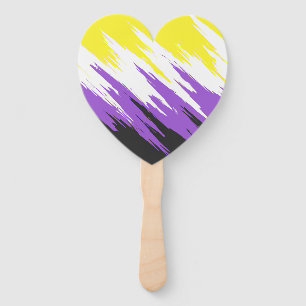 Grungy Funky ZigZag Abstract Nonbinary Pride Flag Hand Fan