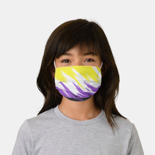 Grungy Funky ZigZag Abstract Nonbinary Pride Flag Kids Cloth Face Mask