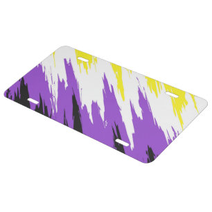Grungy Funky ZigZag Abstract Nonbinary Pride Flag License Plate