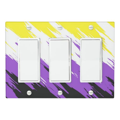 Grungy Funky ZigZag Abstract Nonbinary Pride Flag Light Switch Cover