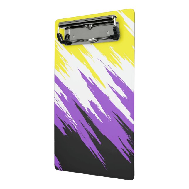 Grungy Funky ZigZag Abstract Nonbinary Pride Flag Mini Clipboard (Angled2)