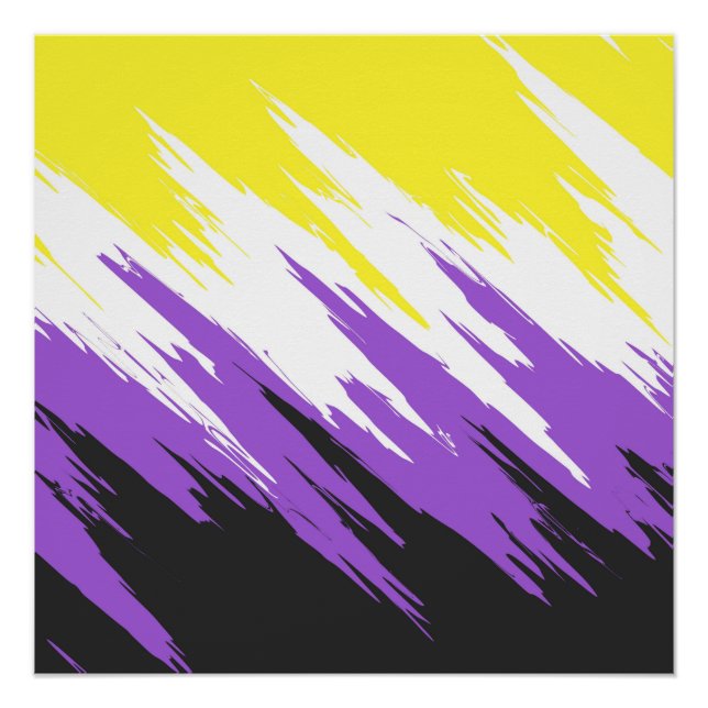 Grungy Funky ZigZag Abstract Nonbinary Pride Flag Poster (Front)