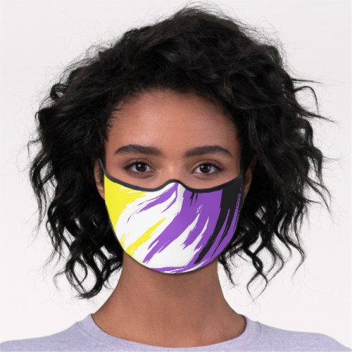 Grungy Funky ZigZag Abstract Nonbinary Pride Flag Premium Face Mask