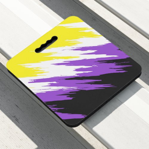 Grungy Funky ZigZag Abstract Nonbinary Pride Flag Seat Cushion