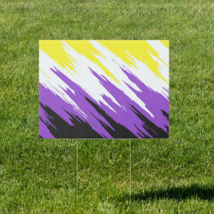 Grungy Funky ZigZag Abstract Nonbinary Pride Flag Sign