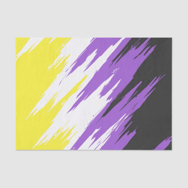 Grungy Funky ZigZag Abstract Nonbinary Pride Flag Tissue Paper (Front)