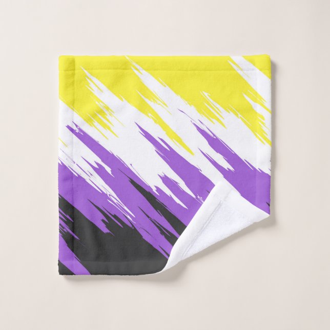 Grungy Funky ZigZag Abstract Nonbinary Pride Flag Wash Cloth (Wash Cloth)