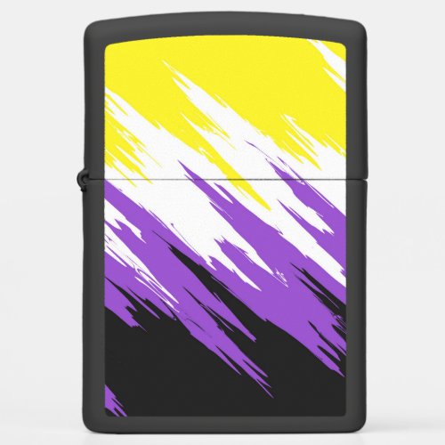 Grungy Funky ZigZag Abstract Nonbinary Pride Flag Zippo Lighter