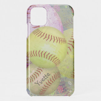Grungy Girly Softball iPhone 11 Case
