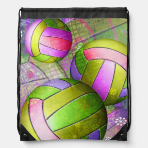 Grungy Girly Volleyball Drawstring Bag