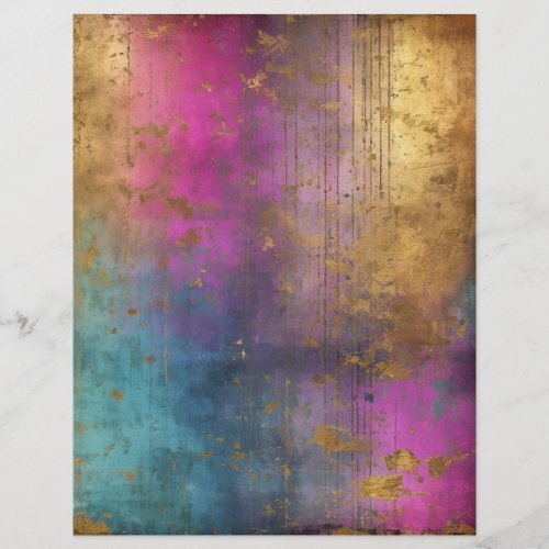Grungy Glam Pink Turquoise Gold Scrapbook Paper