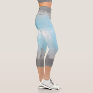 Grungy Glitchy Funky Abstract Demiboy Pride Flag Capri Leggings