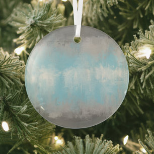 Grungy Glitchy Funky Abstract Demiboy Pride Flag Glass Ornament