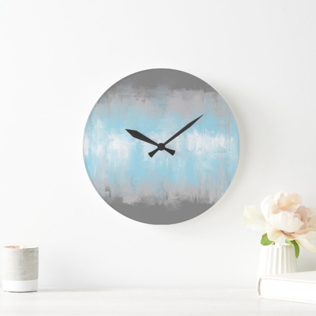 Grungy Glitchy Funky Abstract Demiboy Pride Flag Large Clock (Home)