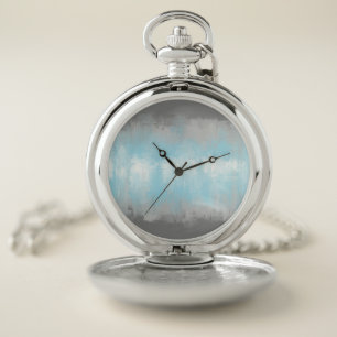 Grungy Glitchy Funky Abstract Demiboy Pride Flag Pocket Watch