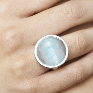 Grungy Glitchy Funky Abstract Demiboy Pride Flag Ring