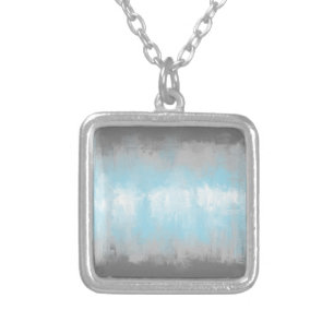 Grungy Glitchy Funky Abstract Demiboy Pride Flag Silver Plated Necklace