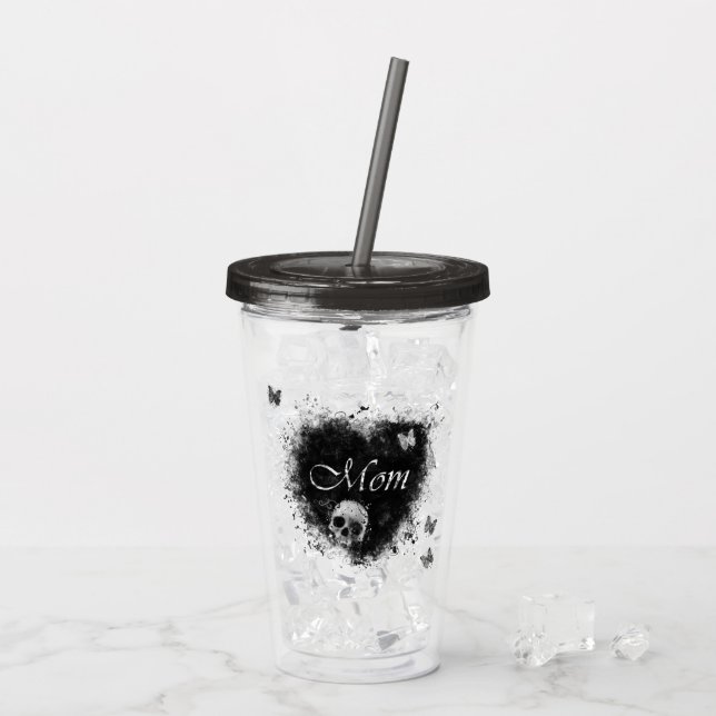 Grungy Goth Heart Mom Acrylic Tumbler (Back Ice)