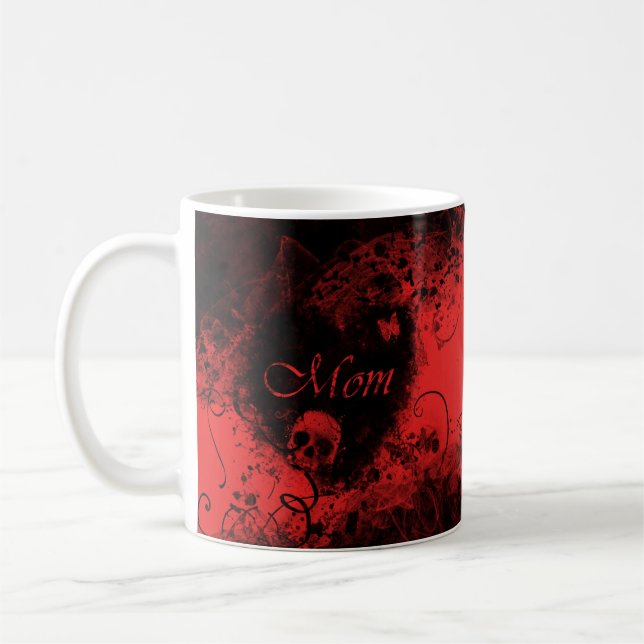 Grungy Goth Heart Mom Coffee Mug (Left)