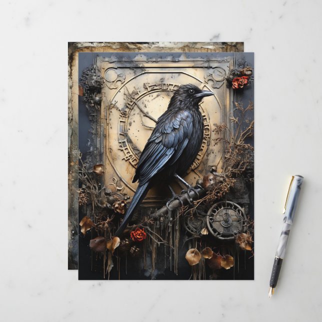 Grungy Gothic Winter Paper Craft Cardstock (Front/Back In Situ)