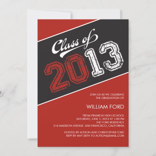 Grungy Graduate Graduation Invitation - Red