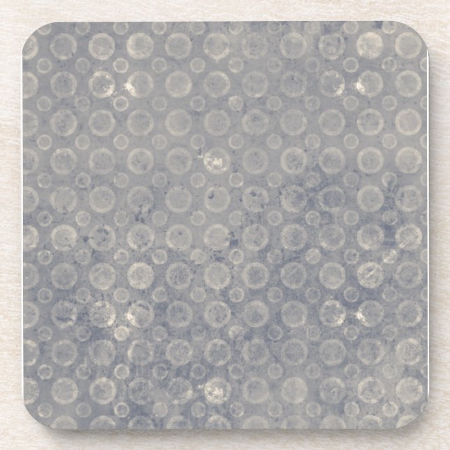 Grungy Gray Blue Circles Coaster (Front)