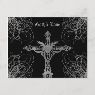 Grungy gray cross Gothic Love Postcard