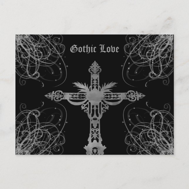 Grungy gray cross Gothic Love Postcard (Front)
