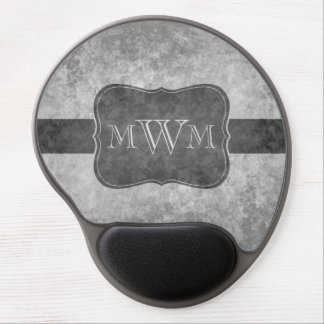 Grungy gray monogram gel mouse pad