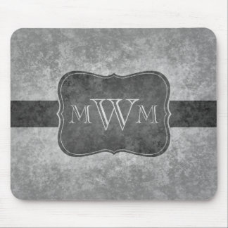 Grungy gray monogram mouse pad