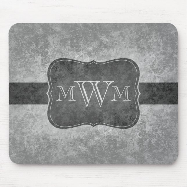 Grungy gray monogram mouse pad (Front)