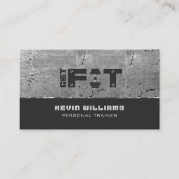 Grungy Gray Texture Fitness Trainer Business Card by artOnWear at Zazzle