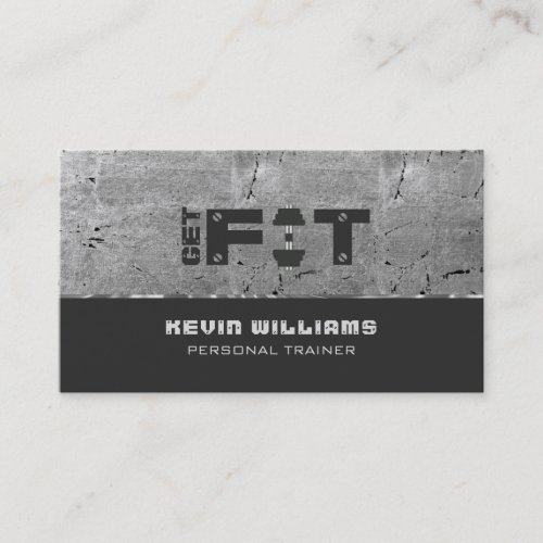 Grungy Gray Texture Fitness Trainer Business Card