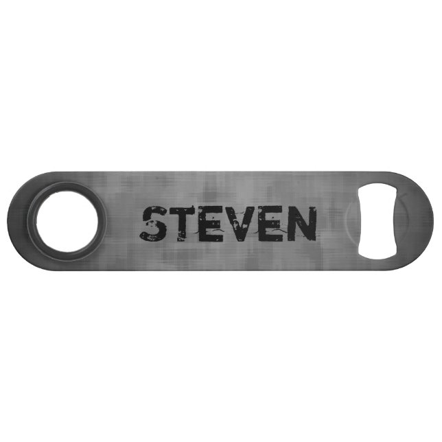 Grungy gray with your name modern design speed bottle opener (Front (Horizontal))