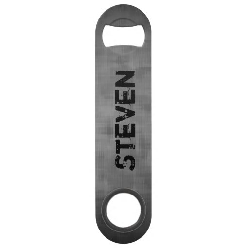 Grungy gray with your name modern design speed bottle opener | Zazzle