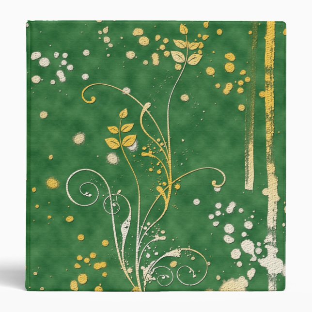 Grungy Green Abstract Pattern 3 Ring Binder (Front)