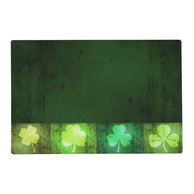 Grungy Green Shamrock Shapes - Laminated Placemat (Front)