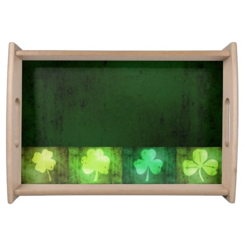 Grungy Green Shamrock Shapes _ Serving Tray